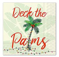 MesaFina Cocktail Beverage Christmas Paper Napkins ~ Deck the Palms 40 ct