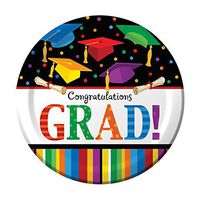 Creative Converting 8 Count Sturdy Style Paper Dinner Plates, 8.75", Graduation Fest, Multicolor