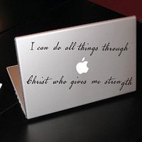 MairGwall Religious Sticker for Computer-Who Gives Me Strength- MacBook Sticker Art iPad Laptop Decal Bible Sticker (Black, 2.2" hx8.4 w)