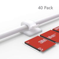 Yocice Cable Clips 40pcs with Strong Adhesive Tapes,Wire Holder Organizer Cord Management for Car, Office and Home,White- CC04,Upgraded