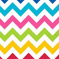 amscan Disposable Lunch Paper Napkins in Chevron Print (16 Piece), 6.5" x 6.5", Multicolor