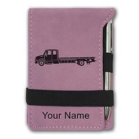 Mini Notepad, Flat Bed Tow Truck, Personalized Engraving Included (Pink)