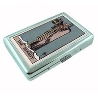 Tarot Card The Hermit S6 Silver Cigarette Case Metal Wallet Id Holder 4" X 2.75" RFID Protection