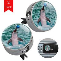 Dolphin Playing Ball two gun black air freshener aromatherapy essential oil diffusers for car vent clip portable with four refill pads 1.33x1.83in