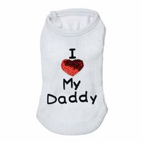 Axchongery Pet Vest, Winter Dog I Love My Daddy Sweatshirt Soft Small Puppy Doggy Cat Apparel (White, S)