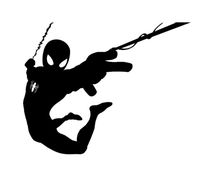 Marvel Comics Spiderman Swinging Silhouette 5.5" LOGO Die Cut Decal Dragon Ball Sticker for Laptop Car Window Tablet Skateboard - BLACK color