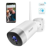 Outdoor Security Camera - 1080P WiFi Bullet Surveillance Cameras, IP66 Waterproof Home Camera with Encrypted Cloud, MicroSD Recording, FHD Night Vision, Two-Way Audio, Alexa Compatible
