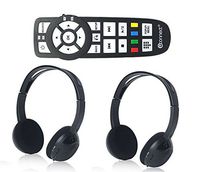 AudioVideo2go DVD Remote Control and Wireless Headphones Compatible with Dodge U-Connect Vehicle Entertainment Systems