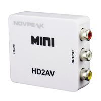 NOVPEAK HDMI to AV Converter, 1080p HDMI to RCA CVBS AV Composite Adapter HDMI 2 AV Converter Support for for PC Laptop PS4 PS3 XBOX Wii HDTV STB VHS VCR Camera Blue-Ray DVD TV BOX (White)