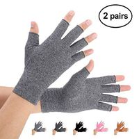 Brace Master 2 Pairs Women Compression Gloves Arthritis Gloves Fingerless Hand Brace Support Warmth for Finger Joint, Relieve Pain from RSI, Carpal Tunnel and Tendonitis (Gray, Large)
