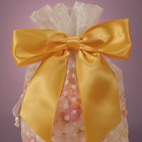 Gold Satin Bow With Wire Tie, 1-1/2" X 4-1/2"
