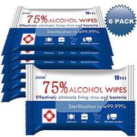 Hand Wipes, 6 Pack (60 Wet Wipes) 75% Alcohol Wipes Bulk Travel Size, Large Wet Wipes(8"x 6")