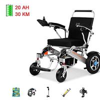 Wheelchair Medical Equipment Lightweight Electric Ultra Portable Automatic Folding High Power Dual Motor Intelligent Brake Wide for Adults Elderly (Color : N530 20AH)