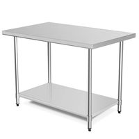 48" x 30" NSF Stainless Steel Table, Heavy Duty Commercial Kitchen Food Prep Table & Work Table, Wheels Installable, Adjustable Shelf, by WATERJOY