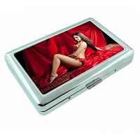 Egyptian Pin Up Girls Egypt S1 Silver Cigarette Case Metal Wallet Id Holder 4" X 2.75" RFID Protection
