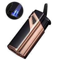 Jobon Triple Blue Flame Jet Torch Lighter With Cigar Punch - Ajustable Flame, Windproof, Refillable Butane,Bouns Gift box,#1