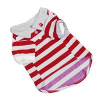 Axchongery Dog Apparel, Cute Pet Lapel T-Shirt Small Puppy Stripe Jersey Soft Doggy Costume (Red, M)