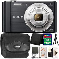 Sony CyberShot DSC-W810 20.1MP 6X Optical Zoom Digital Camera Black + 8GB Memory Card Bundle