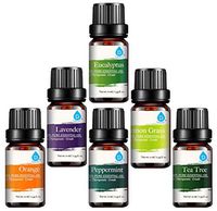 Pursonic 100% Pure Essential Aromatherapy Oils Gift Set-6 Pack, 10ML(Eucalyptus, Lavender, Lemon grass, Orange, Peppermint, Tea Tree) | ⭐️ Exclusive