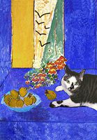 Henri Matisse Still Life Handmade Cat Greeting Cards, Blank Notecards, Singles and Sets, Artwork By Deborah Julian (1)
