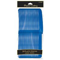 Amscan 4548.105 Plastic Premium Knives, 20 pieces, Bright Royal Blue
