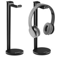 Headsets Stand, Aluminum Alloy Headphone Hanger Stand Dual Support Rod With Heavy Base Table Desk Top Desktop Orgnizer (Black)