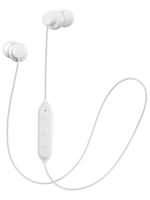 JVC Wireless Earbud Headphones, Sweat Proof, 5 Hours Long Battery Life, Secure and Comfort Fit with 3 Button Remote - HAFY8BTW (White)