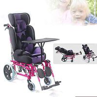 ZZYYZZ Foldable Full Recline Child Wheelchair, Cerebral Palsy Childrens Manual Wheelchair with High Backrest, with Dining Table