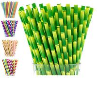 Bamboo Paper Straws by PGK - 200 box | Bamboo Straws | Luau Hawaiian Party Decorations | Jungle Theme Party Supplies | Tiki Straws, Tropical Straws, Luau Straws (Bamboo)