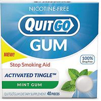 QuitGo Nicotine Free Gum Drug-Free chew-able Texture Quit Smoking Products Refreshing Natural Mint Flavor Reduce Cravings and Overcome The Urge to Smoke with Activated Tingle (Mint Burst, 40 Count)