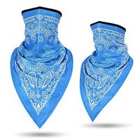 Fenfangxilas Fashion Unisex Mouth Face Cover Fashion Printed Outdoor Cycling Breathable Anti UV Sun Triangle Scarf Face Safety Face for Dust Protection - Lake Blue