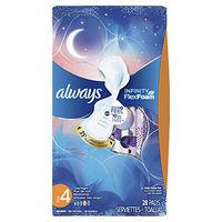 Always Infinity Pads with Wings for Women, Overnight Flow Absorbency, 56 Count, (Pack of 2)