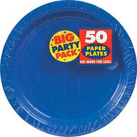 Amscan Bright Royal Blue Paper Plate Big Party Pack, 50 Ct.