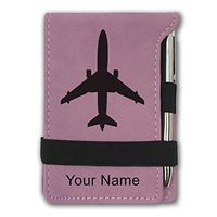 Mini Notepad, Jet Airplane, Personalized Engraving Included (Pink)
