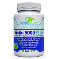 Biotin 5000 Plus - 7X More Effective for Hair, Skin and Nails - Complete Anti Aging Formula - Collagen and Keratin Boosters - MSM, Manganese, Silica, Antioxidants - Biotin Supplement