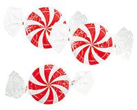 Fun Express - Hanging Cellophane Peppermints for Christmas - Party Decor - Hanging Decor - Lanterns - Christmas - 3 Pieces