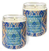 Bath & Body Works Turquoise Waters Single Wick Scented Candle with Essential Oils 7 oz / 198 g each Pack of 2