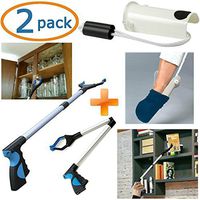 Grabber Reacher Tool & Sock Aid Kit Assist 2 Pack Mobility Tool Kit Adjustable Lightweight & Portable Reaching Assist Tools