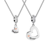 CharmSStory Mom Mother Daughter Heart Love Dangle Charm Beads for Snake Chain Bracelet (Mother Daughter Charms Necklace)