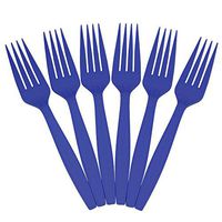 JAM PAPER Big Party Pack of Premium Plastic Forks - Blue - 100 Disposable Forks/Box