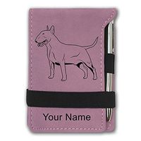 Mini Notepad, Bull Terrier Dog, Personalized Engraving Included (Pink)