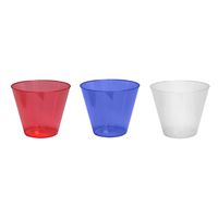 Party Essentials N92027 20-Count Patriotic Assortment Hard Plastic 9 oz Tumblers Cups, Red/Clear/Blue