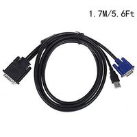 Yohii 1.7m/5.6ft DVI 30+5 Pin to VGA 15 Pin 24K Gold Plate VGA Projector Cable with USB