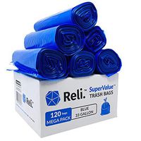 Reli. SuperValue 33 Gallon Recycling Bags (120 Count) Blue Trash Bags 30 Gallon - 33 Gallon Garbage Bags, Recycling Bags 33 Gallon with 30 Gal, 33 Gal, 35 Gal Capacity