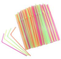 100Pcs Da.Wa Assorted Colors Plastic Disposal Flexible Straws Drinking Straws Beverage Party Bendy Party Disposal Straws
