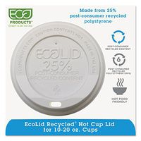 Eco-Products EPHL16WR EcoLid 25% Recy Content Hot Cup Lid, White, F/10-20oz, 100/PK, 10 PK/CT