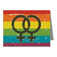 Note Cards (10 Pack) Gay Female Symbols Rainbow Flag