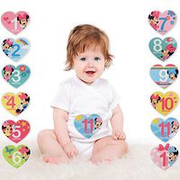 Disney Baby Girls Minnie Mouse Monthly Milestone Photo Prop Belly Stickers, 12 Sticker Gift Set, 0-12M (Heart Shaped Sticker Set)
