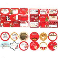128Pcs Christmas Self Adhesive Gift Tag Stickers Santa Snowmen Xmas Tree Deer Christmas Festival Birthday Wedding Holiday Decorative Presents Labels Decals Christmas Gift