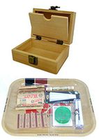 SHINE GRASSLEAF Wooden Rolling Box with RAW Tray Gift Set- Includes Papers/Tips/Grinder/Rolling Machine/MAT (Large Box/Small Tray) (Small Box/X Large Tray)